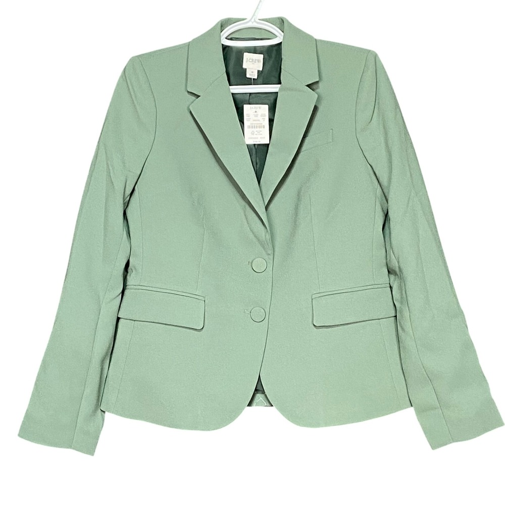 J.Crew Two Button Blazer Women's Size 4‎ Green Career Academia Jacket NWT